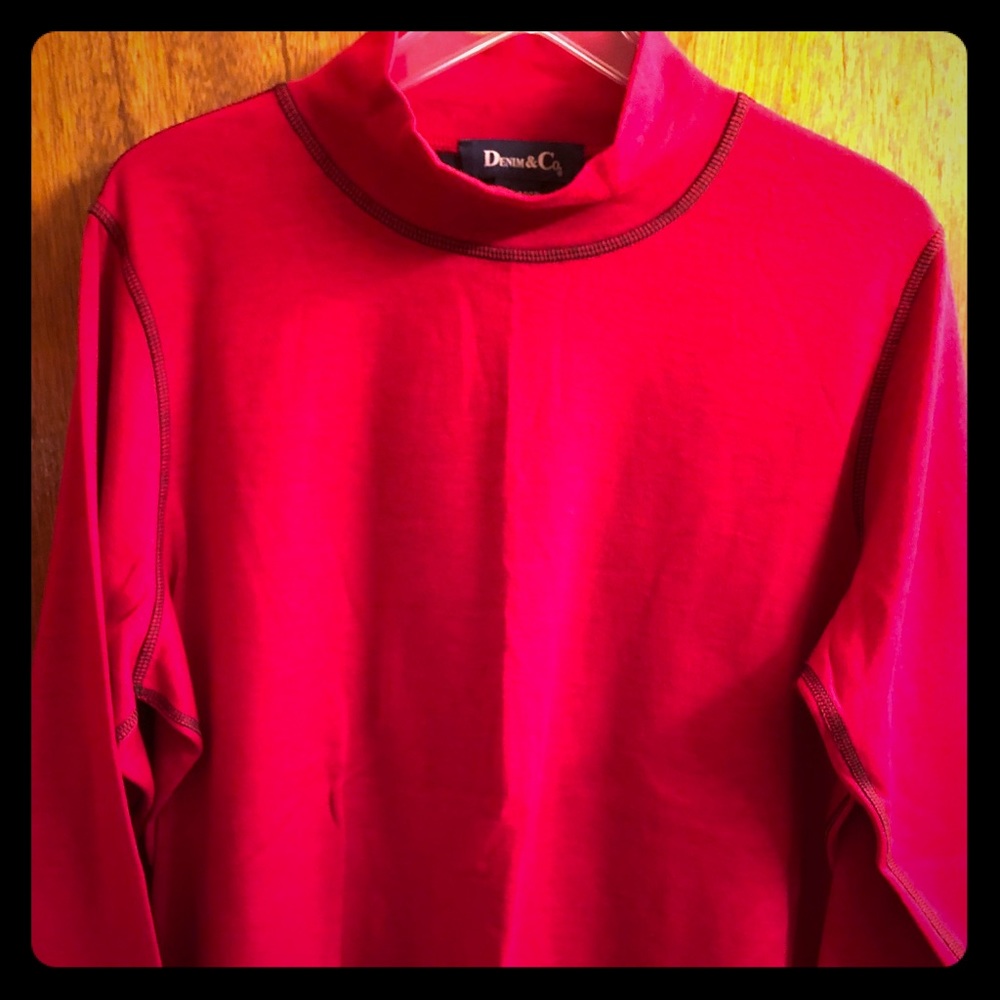 Denim and Co. reversible mock neck top XL